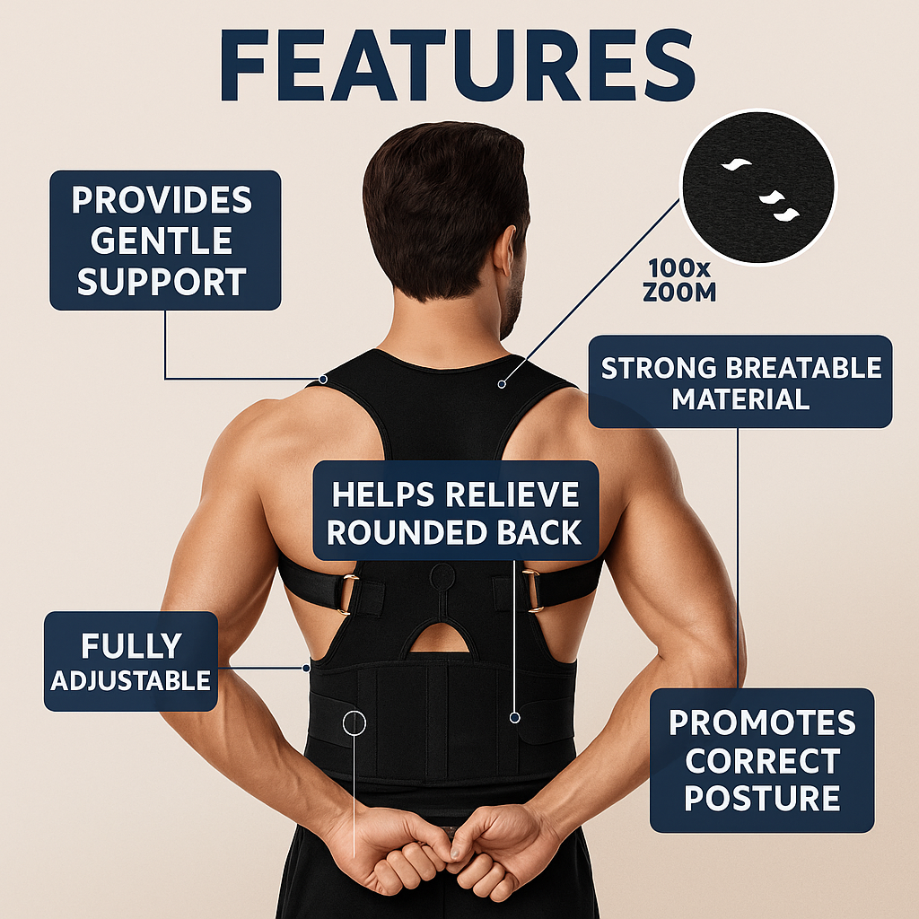 Kleneo™ Unisex Posture Corrector Belt (Back & Shoulder Support)