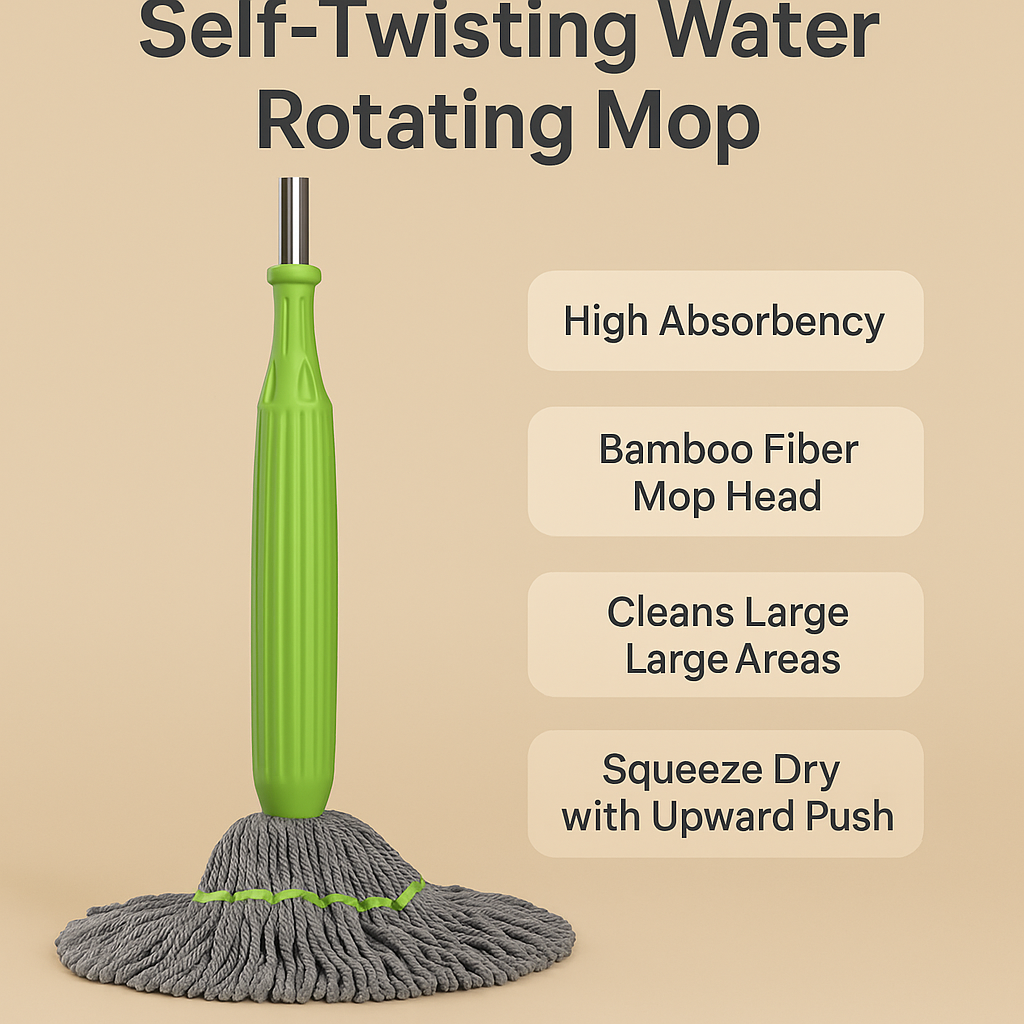 Kleneo™ Self-Twisting Rotating Mop (360° Spin Dry System)